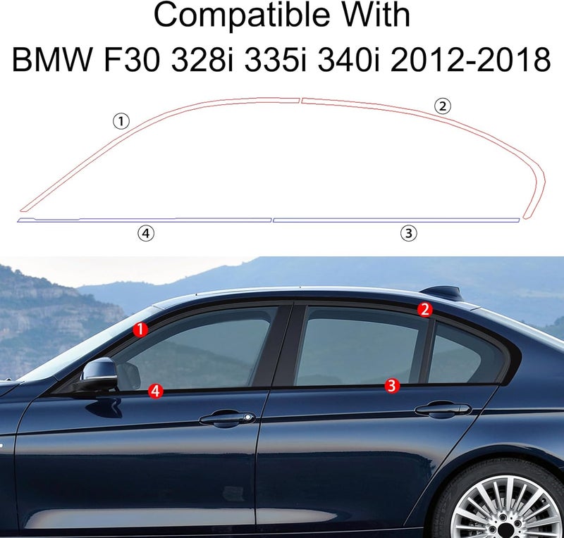 CRMDF Stainless Steel Window Trim Chrome Delete for BMW F30 2012-2018 Black Window Trim Blackout Kit - Image 2